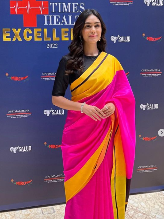 actress Mrunal Thakur looks gorgeous in a saree